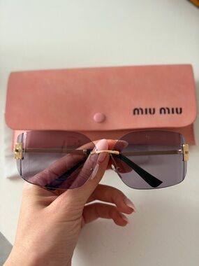 Women's Rimless Gradient Sunglasses - Pink Case